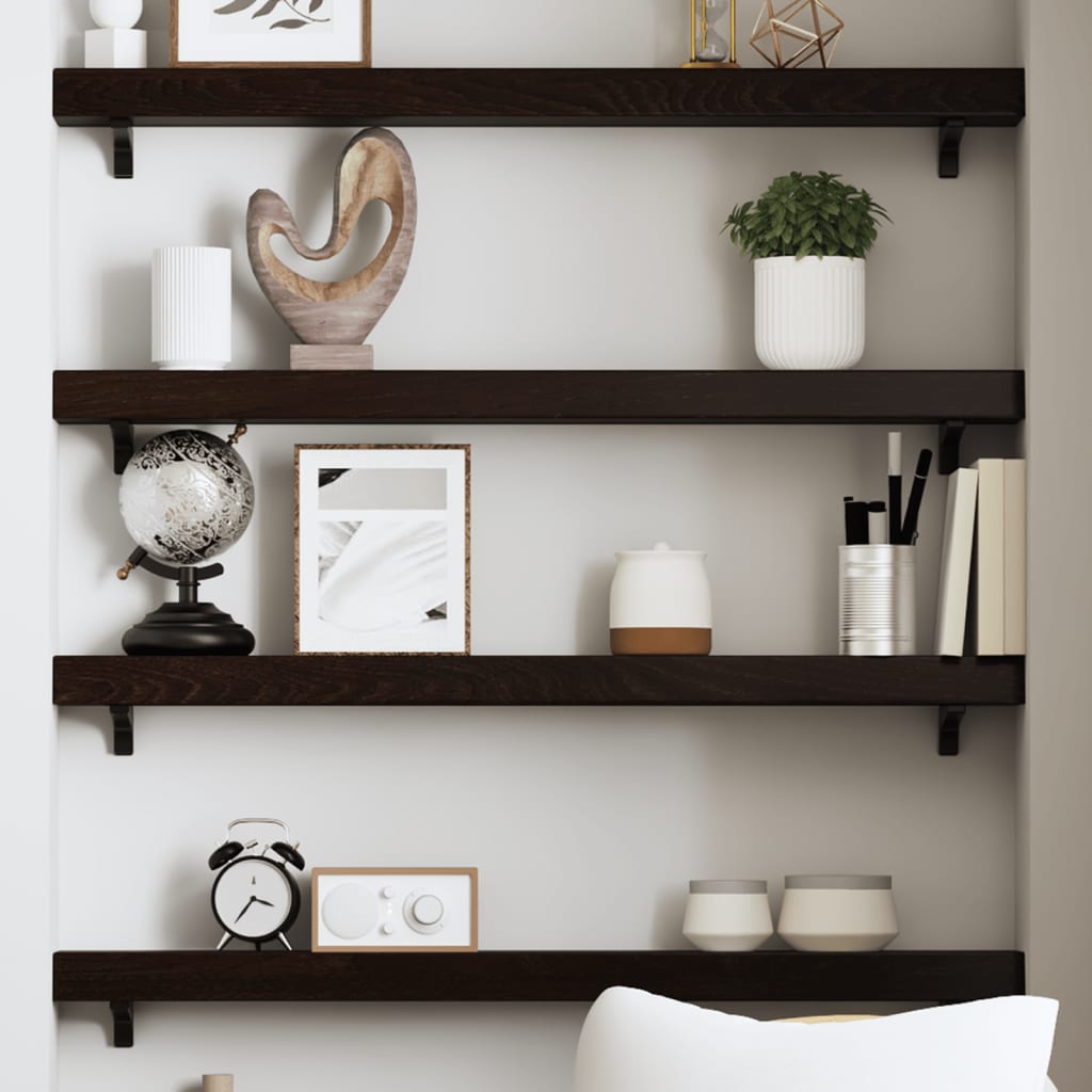 vidaXL Wall Shelf Dark Brown 80x10x6 cm Treated Solid Wood Oak