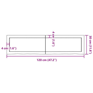 vidaXL Wall Shelf Dark Brown 120x30x(2-6) cm Treated Solid Wood Oak