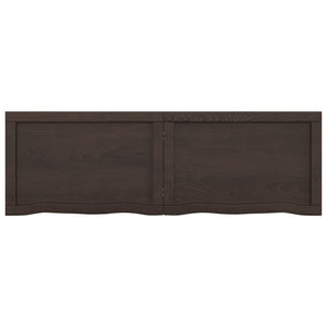 vidaXL Wall Shelf Dark Brown 120x40x(2-4) cm Treated Solid Wood Oak