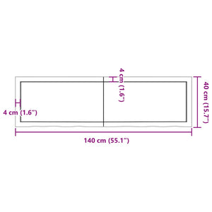 vidaXL Wall Shelf Dark Brown 140x40x(2-4) cm Treated Solid Wood Oak