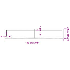 vidaXL Wall Shelf Dark Brown 180x30x(2-4) cm Treated Solid Wood Oak