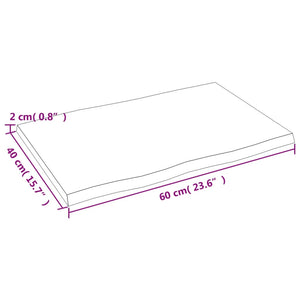 vidaXL Table Top 60x40x2 cm Untreated Solid Wood Oak Live Edge