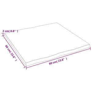 vidaXL Table Top 60x60x2 cm Untreated Solid Wood Oak Live Edge