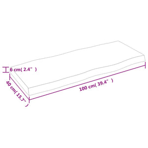 vidaXL Table Top 100x40x(2-6) cm Untreated Solid Wood Live Edge