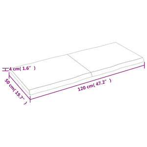 vidaXL Table Top 120x50x(2-4) cm Untreated Solid Wood Live Edge