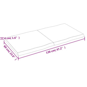 vidaXL Table Top 120x60x(2-4) cm Untreated Solid Wood Live Edge