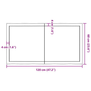 vidaXL Table Top 120x60x(2-4) cm Untreated Solid Wood Live Edge