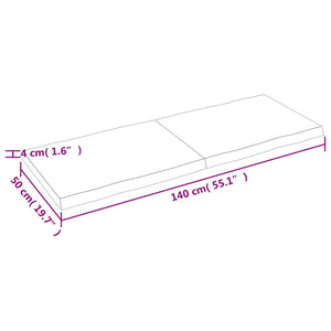 vidaXL Table Top 140x50x(2-4) cm Untreated Solid Wood Live Edge