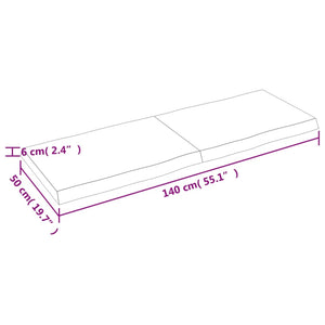 vidaXL Table Top 140x50x(2-6) cm Untreated Solid Wood Live Edge