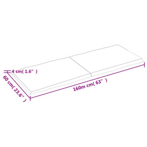 vidaXL Table Top 160x60x(2-4) cm Untreated Solid Wood Live Edge