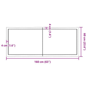 vidaXL Table Top 160x60x(2-4) cm Untreated Solid Wood Live Edge