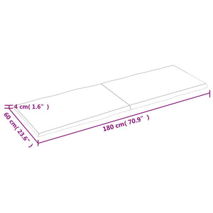 vidaXL Table Top 180x60x(2-4) cm Untreated Solid Wood Live Edge