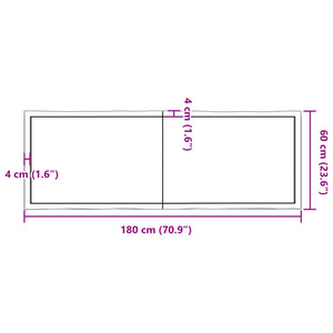 vidaXL Table Top 180x60x(2-4) cm Untreated Solid Wood Live Edge