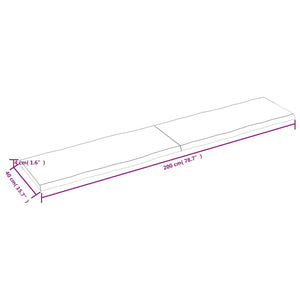 vidaXL Table Top 200x40x(2-4) cm Untreated Solid Wood Live Edge