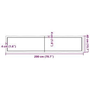 vidaXL Table Top 200x40x(2-4) cm Untreated Solid Wood Live Edge