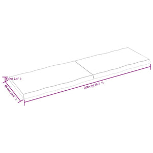 vidaXL Table Top 200x60x(2-6) cm Untreated Solid Wood Live Edge