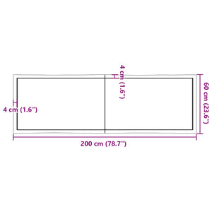 vidaXL Table Top 200x60x(2-6) cm Untreated Solid Wood Live Edge