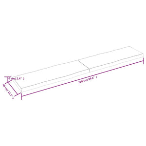 vidaXL Table Top 220x40x(2-6) cm Untreated Solid Wood Live Edge