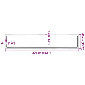 vidaXL Table Top 220x40x(2-6) cm Untreated Solid Wood Live Edge