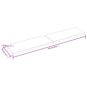 vidaXL Table Top 220x50x(2-4) cm Untreated Solid Wood Live Edge