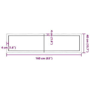 vidaXL Table Top Light Brown 160x40x(2-6)cm Treated Solid Wood Live Edge