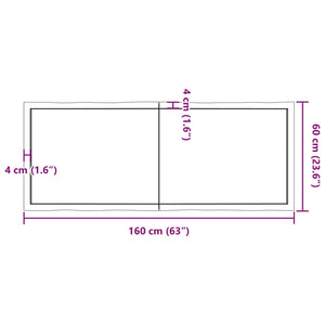 vidaXL Table Top Light Brown 160x60x(2-4)cm Treated Solid Wood Live Edge