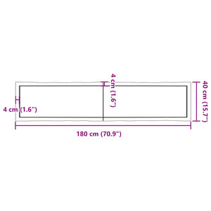 vidaXL Table Top Light Brown 180x40x(2-6)cm Treated Solid Wood Live Edge