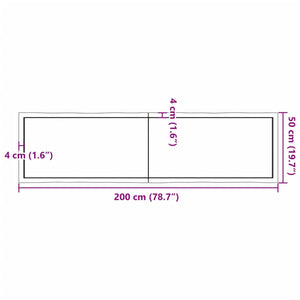 vidaXL Table Top Light Brown 200x50x(2-6)cm Treated Solid Wood Live Edge