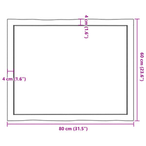 vidaXL Table Top Dark Brown 80x60x(2-6) cm Treated Solid Wood Live Edge