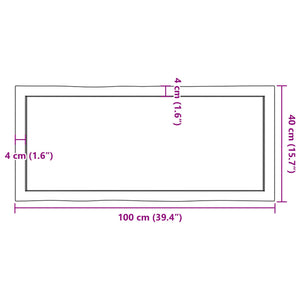 vidaXL Table Top Dark Brown 100x40x(2-4) cm Treated Solid Wood Live Edge