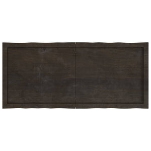 vidaXL Table Top Dark Brown 120x50x(2-4) cm Treated Solid Wood Live Edge