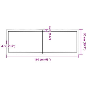 vidaXL Table Top Dark Brown 160x50x(2-4) cm Treated Solid Wood Live Edge