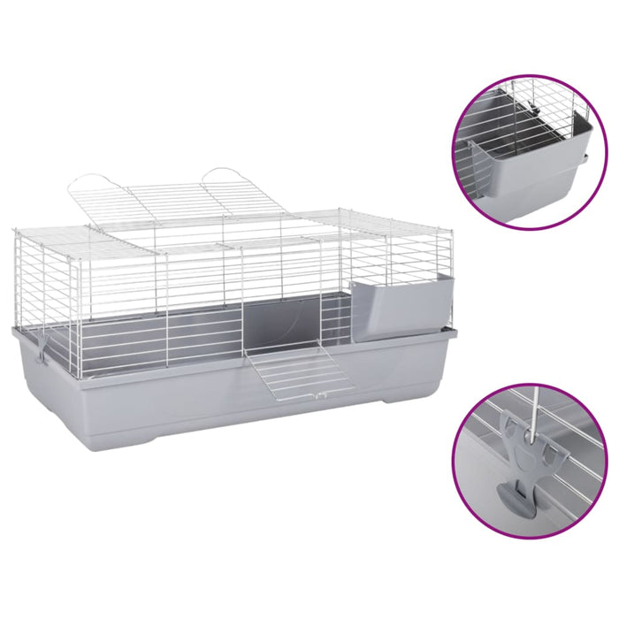 vidaXL Small Animal Cage Grey 100x53x46 cm Polypropylene and Metal