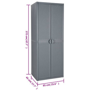 vidaXL Garden Storage Cabinet Grey 65x45x172 cm PP Rattan