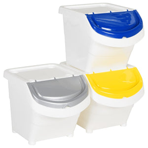 vidaXL Stackable Waste Bins with Lids 3 pcs White PP 78 L