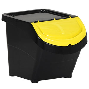 vidaXL Stackable Waste Bins with Lids 3 pcs Black PP 78 L