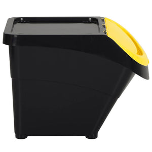 vidaXL Stackable Waste Bins with Lids 3 pcs Black PP 78 L