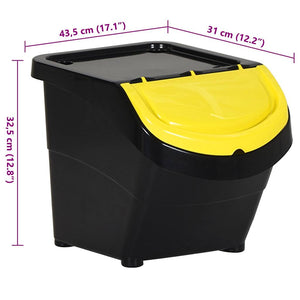 vidaXL Stackable Waste Bins with Lids 3 pcs Black PP 78 L