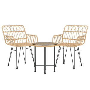 vidaXL 3 Piece Garden Dining Set Poly Rattan