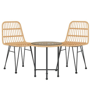 vidaXL 3 Piece Garden Dining Set Poly Rattan