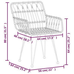 vidaXL 3 Piece Garden Dining Set Poly Rattan