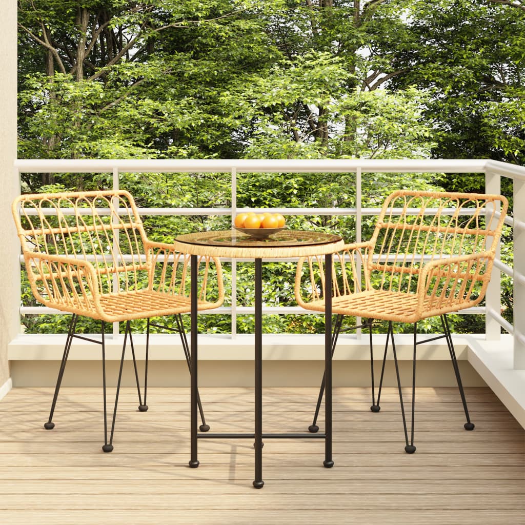 vidaXL 3 Piece Garden Dining Set Poly Rattan