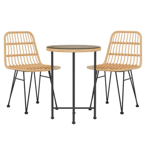 vidaXL 3 Piece Garden Dining Set Poly Rattan