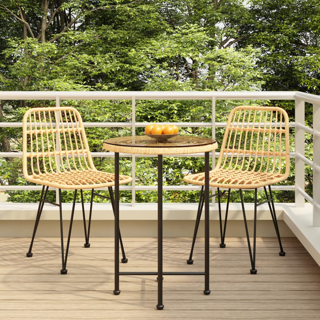 vidaXL 3 Piece Garden Dining Set Poly Rattan