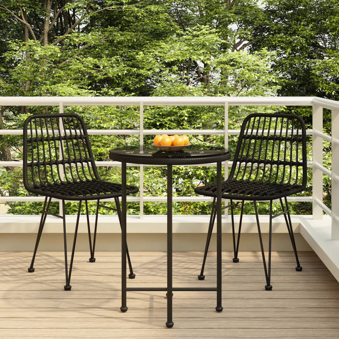 vidaXL 3 Piece Garden Dining Set Black Poly Rattan