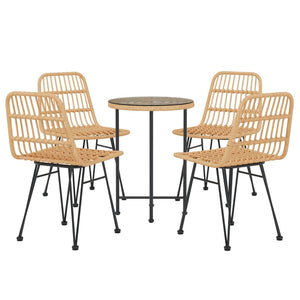 vidaXL 5 Piece Garden Dining Set Poly Rattan