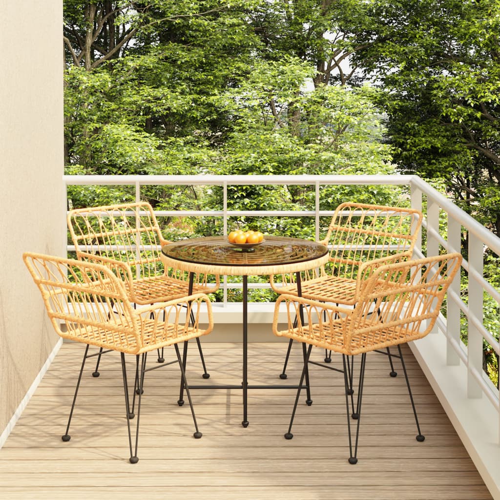 vidaXL 5 Piece Garden Dining Set Poly Rattan