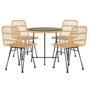 vidaXL 5 Piece Garden Dining Set Poly Rattan