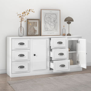 vidaXL Sideboards 2 pcs High Gloss White Engineered Wood