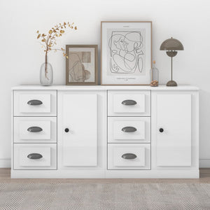 vidaXL Sideboards 2 pcs High Gloss White Engineered Wood